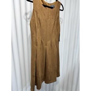 DONNA RICO Fit and Flare Faux Suede Brown Shift Dress US 6 NWT